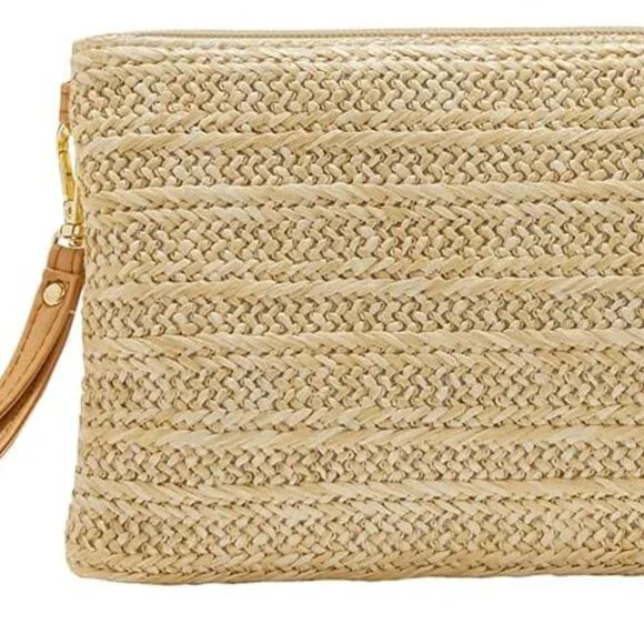 Crossbody Summer Bag for Women Beach Straw Purse with Strap - Picture 4 of 7